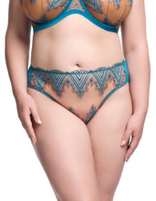 Load image into Gallery viewer, Dita Von Teese Fortunia Hi Cut Brief - Mosaic Blue