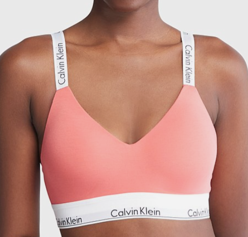 Calvin Klein Modern Cotton Light Lined Bralette - Calypso Coral
