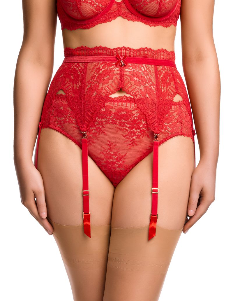 Dita Von Teese Floradora Suspender - Flame