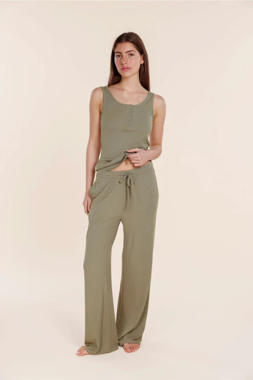 Gingerlilly Athens Ribbed Long Pants - Olive