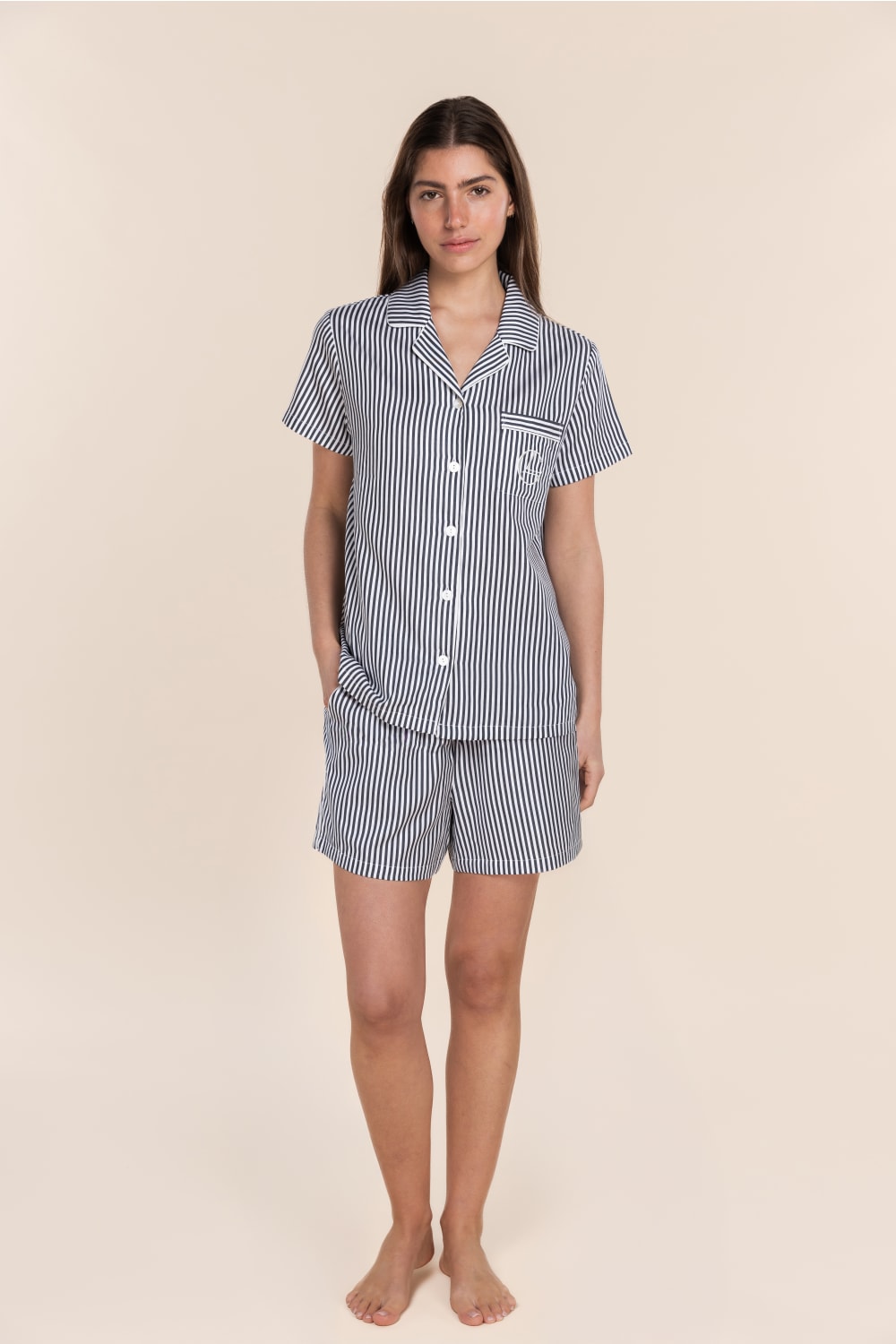 Gingerlilly Camilla Cotton PJ Set - Navy Stripe