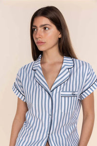 Gingerlilly Winona Cotton Short PJ Set - Blue Stripe