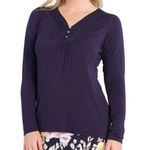 Load image into Gallery viewer, Magnolia Lounge Henley Long Sleeve Tee - Navy
