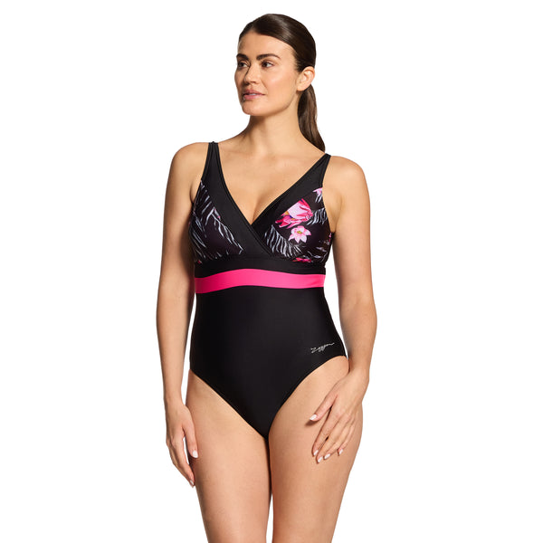 Zoggs Squareback One Piece - Safari Leaf