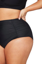 Load image into Gallery viewer, Artesands Hues Raphael High Waist Ruched Swim Pant - Black
