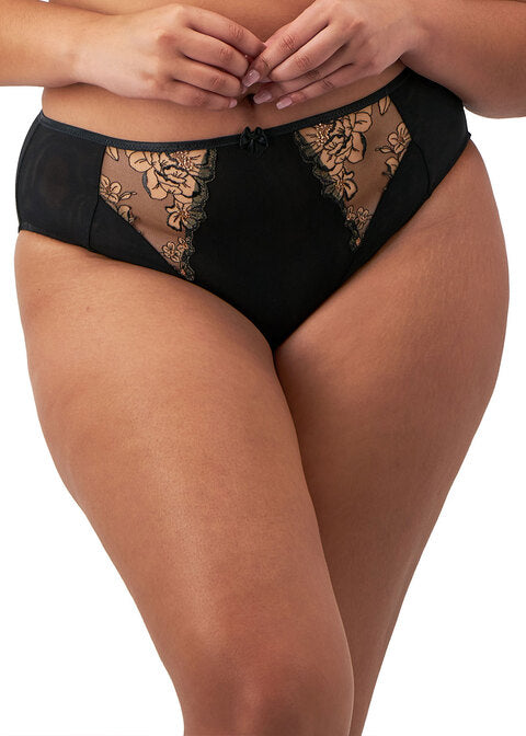 Elomi Teagan High Leg Brief - Black/Almond